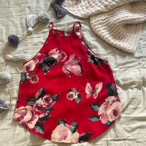 ABERCROMBIE high neck red/floral tank